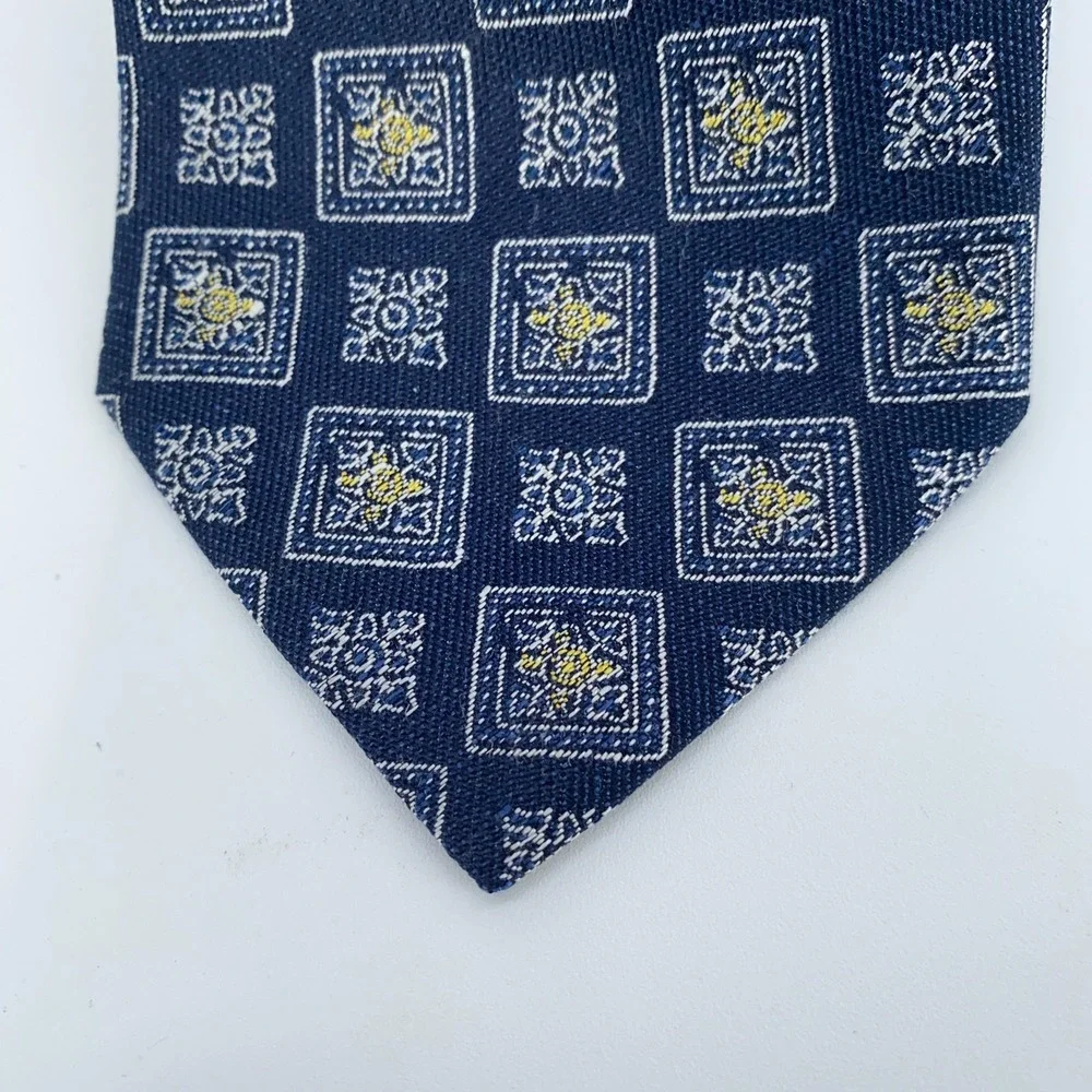 Eton Tie Men One Size Blue Patterned Linen Classic Fit Professional‎ Necktie NWT